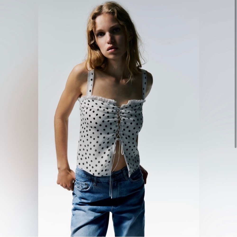 Zara combination polka dot top limited edition size XS
